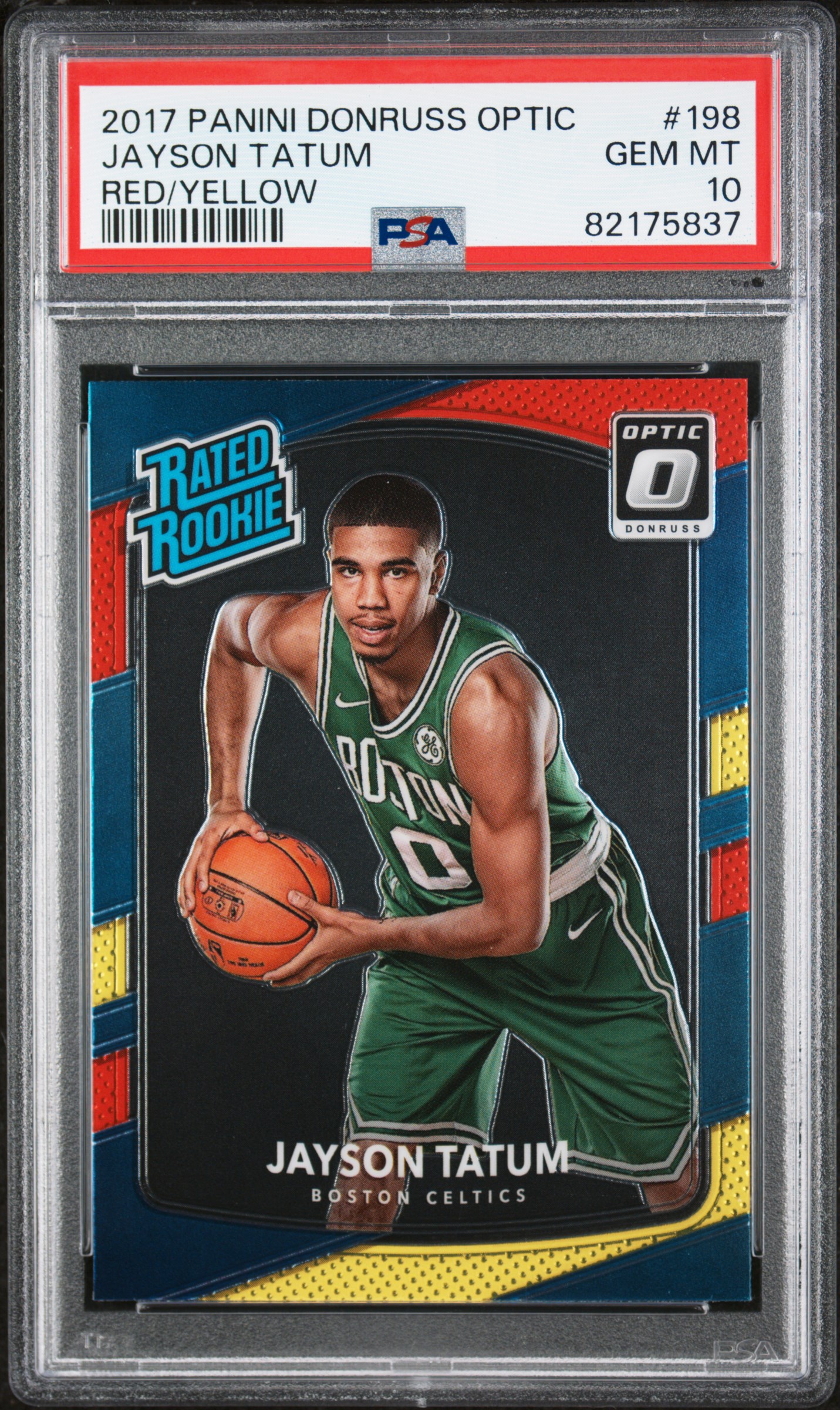 PSA 10 2017 Panini Donruss Optic Jayson Tatum Rookie RC Red/Yellow #198