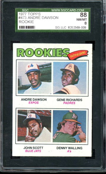 1977 Topps #473 Andre Dawson RC/Rookie HOF Richards/Scott/Walling SGC 8 NM/MT 88