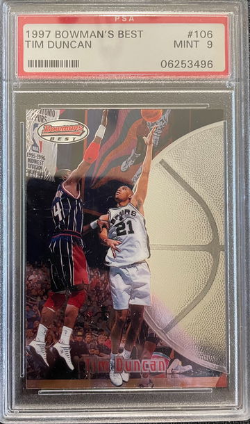 Tim Duncan 1997 Bowman’s Best #106 PSA 9