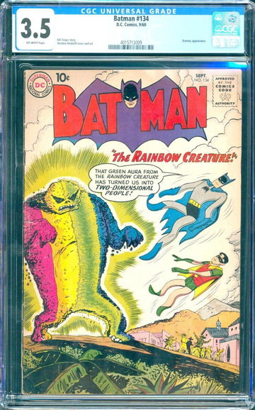 Batman #134 (1960) CGC 3.5 -- Bill Finger Batman and Robin vs. Rainbow Creature