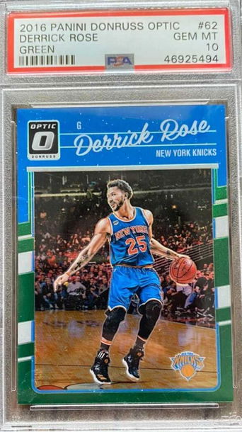 DERRICK ROSE 2016-17 PANINI DONRUSS OPTIC GREEN PRIZM #3/5 PSA 10 GEM MINT KNICKS BULLS RARE