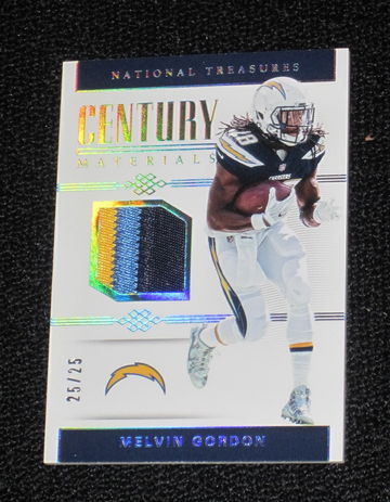 2017 NATIONAL TREASURES MELVIN GORDEN TRI-COLOR SWATCH CARD #25/25