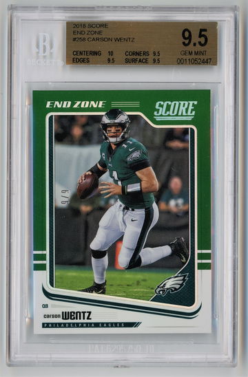 2018 Score End Zone Green /6 Carson Wentz BGS 9.5 Pop 1!!