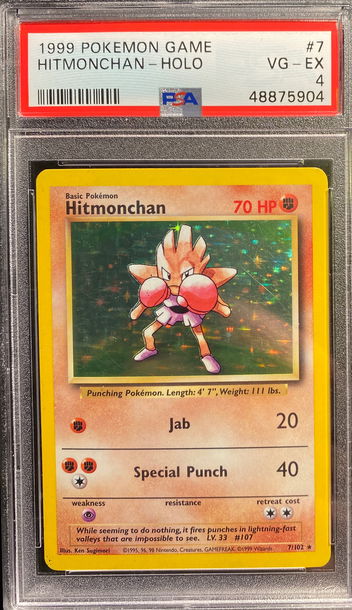 1999 Pokémon bade set Hitmonchan Holo #7 VG-EX 4