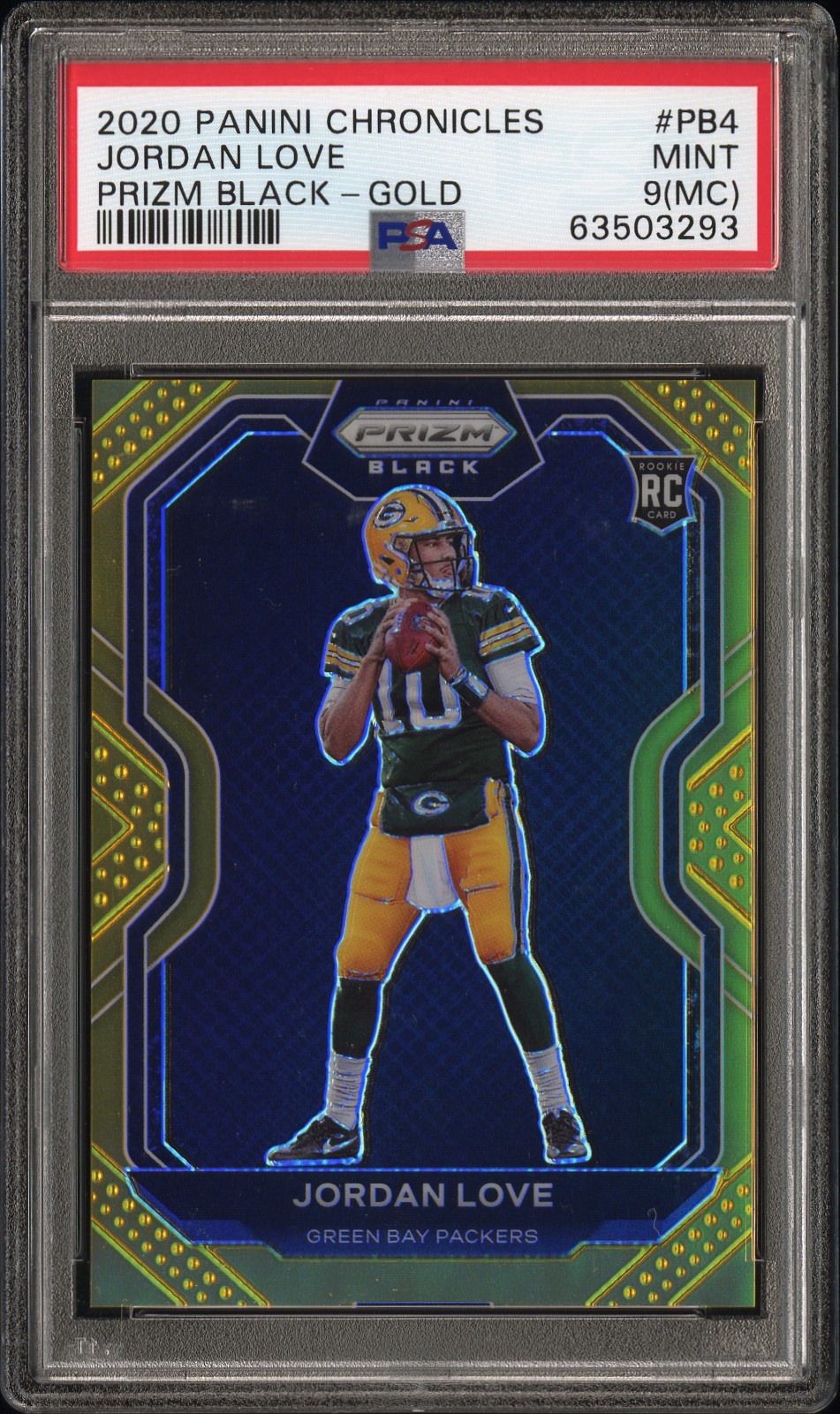 2020 Chronicles Prizm Black Jordan Love #10/10 Gold 1/1 Jersey # MC PSA 9