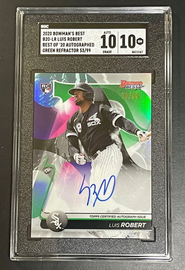 Luis Robert RC 2020 Bowman’s Best Green /99 Auto SGC 10 Gem Mint