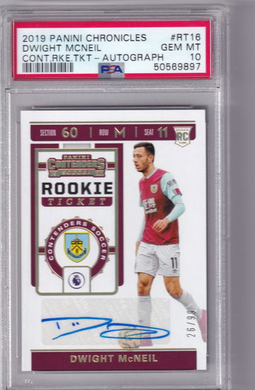 2019 Panini Chronicles Dwight McNeil Contenders Rookie Ticket Auto /99 PSA 10