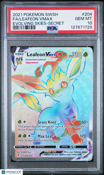 Evolving Skies Leafeon VMAX Secret PSA 10 #204