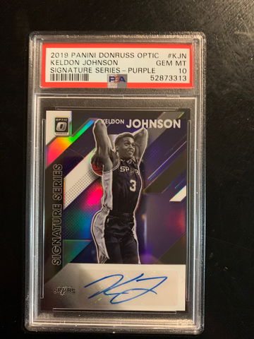 2019 Donruss Optic Keldon Johnson Signature Series Purple Auto PSA 10 Gem Mint