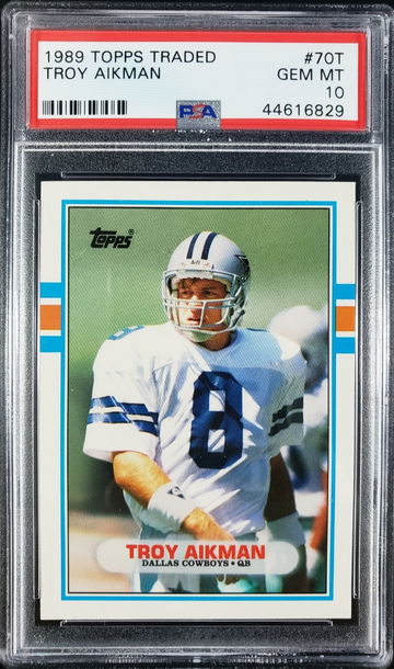 1989 Topps Traded Troy Aikman RC PSA 10