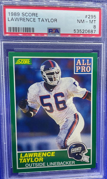 1989 Score Football #295 Lawrence Taylor All Pro New York Giants HOF PSA 8 NM-MT