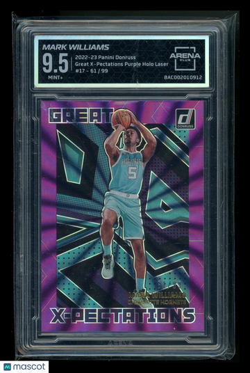 2022-23 Panini Donruss Great X-Pectations Purple Holo Laser Mark Williams #17 /99 Arena Club 9.5