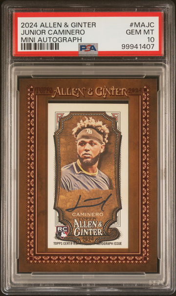 2024 Topps Allen and Ginter Mini Autograph Junior Caminero #MAJC PSA 10