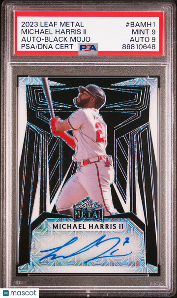 2023 Leaf Metal Autographs Michael Harris Ii #BAMH1 Auto-Black Mojo AU PSA 9 Auto 9