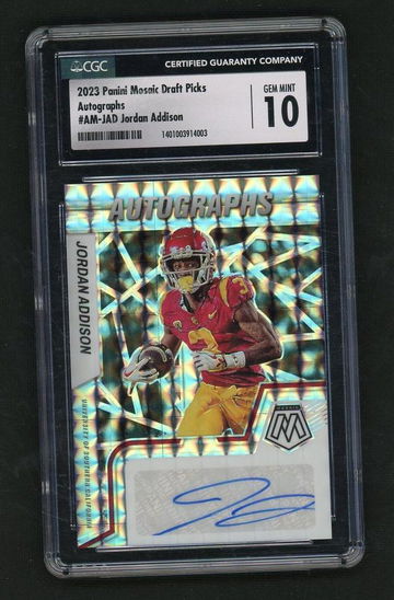 2023 Panini Mosaic Draft Picks Autographs Jordan Addison #AM-JAD CGC 10 Auto 9