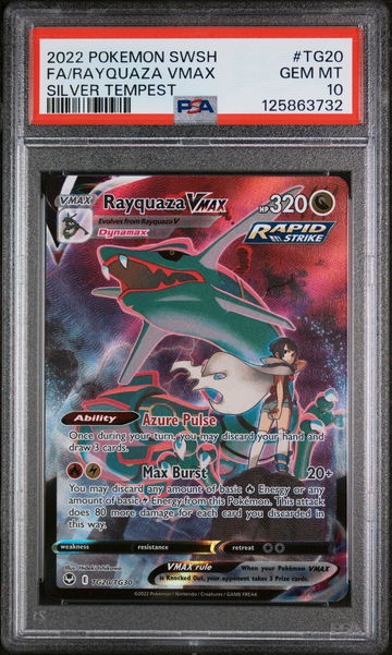 2022 Pokemon Sword and Shield Silver Tempest Trainer Gallery Rayquaza Vmax #TG20 PSA 10