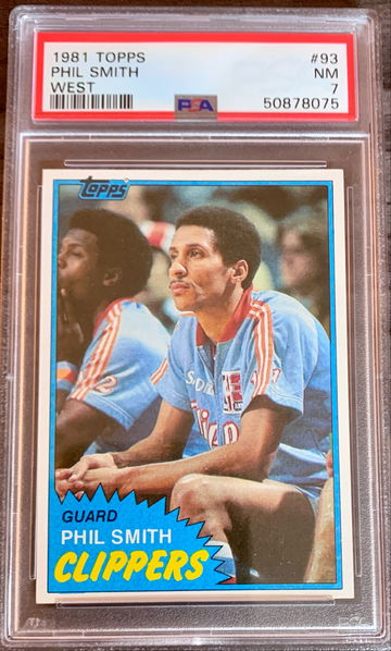 1981 - 82 Topps Basketball #93 West - Phil Smith - Graded PSA 7 NM Near Mint.