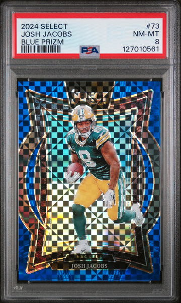 2024 Panini Select Prizm Blue Josh Jacobs #73 /249 PSA 8