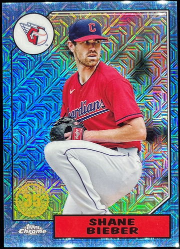 2022 Topps Series 1 Shane Bieber Silver Pack T87C-74 Blue