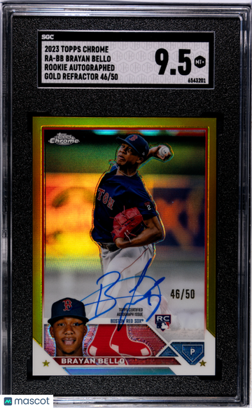 2023 Topps Chrome Brayan Bello #RA-BB RK. Autograph Gold Refractor SGC 9.5