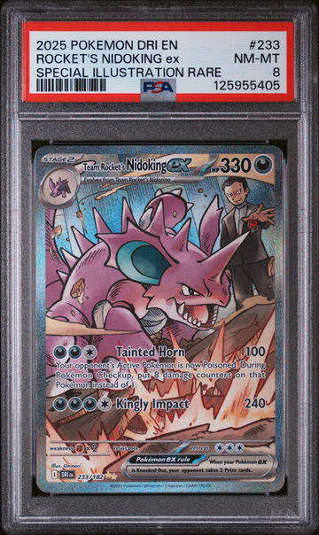 2025 Pokemon Destined Rivals Special Illustration Rare Team Rocket's Nidoking Ex #233 PSA 8