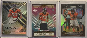 2021 Javonte Williams 3 card rookie lot including Auto 61/99!