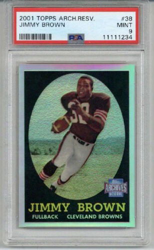 2001 TOPPS ARCHIVES RESERVE REFRACTOR #38 JIM BROWN CARD BROWNS PSA 9 LOW POP