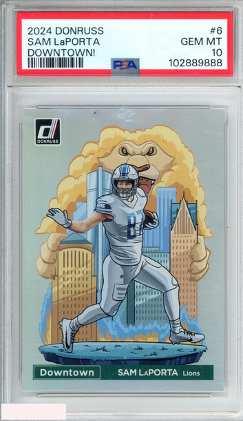 2024 PANINI DONRUSS DOWNTOWN! SAM LAPORTA #6 LIONS PSA 10 GEM MT