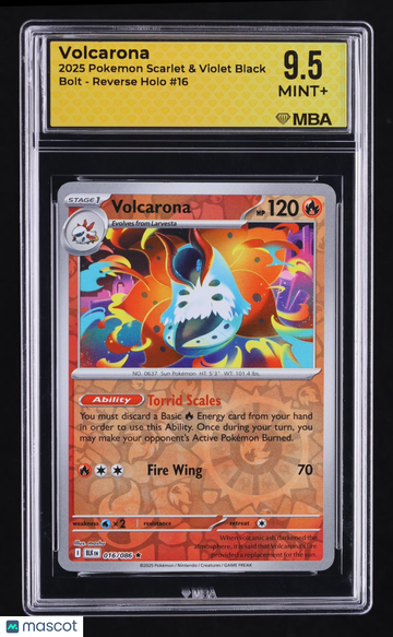 2025 Pokemon Scarlet & Violet Black Bolt Volcarona Reverse Holo MBA 9.5 #16