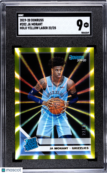 2019 Donruss Ja Morant #202 Holo Yellow Laser SGC 9