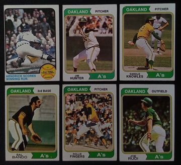 1973-75 Topps Oakland A's World Series Champions Lot of 18 Jim Hunter Rollie Fingers Reggie Jackson HOF 🔥⚾🔥⚾