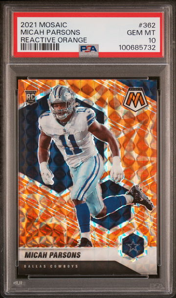 2021 Panini Mosaic Reactive Orange Mosaic Micah Parsons #362 PSA 10