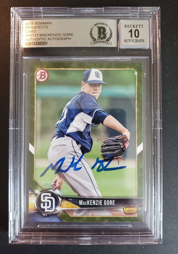 Mackenzie Gore Autographed 2018 Bowman Camo! 10 Grade Auto!
