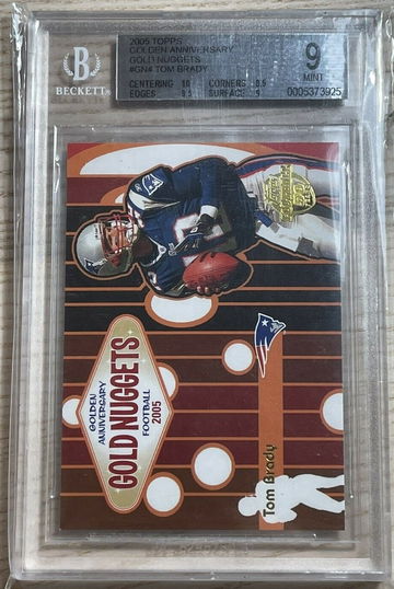 2005 Topps Tom Brady Golden Anniversary Gold Nuggets BGS Mint 9 Centering 10