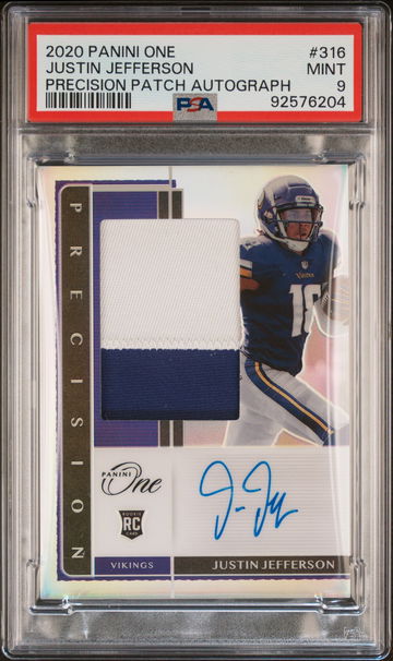 2020 PANINI JUSTIN JEFFERSON ONE PRECISION PATCH AUTOGRAPH #316 PSA 9