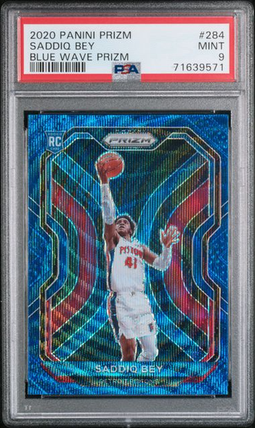 2020 PANINI PRIZM SADDIQ BEY BLUE WAVE PRIZM #284 PSA 9