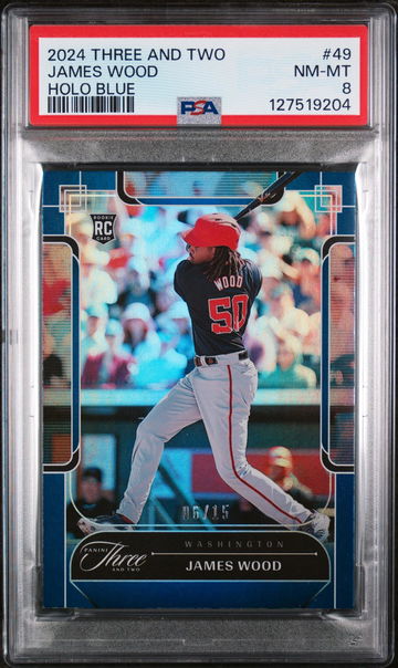 2024 Panini Three and Two Holo Blue James Wood #49 /15 PSA 8