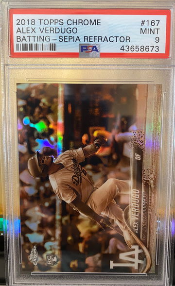 Alex Verdugo 2018 Topps Chrome Sepia Refractor PSA 9