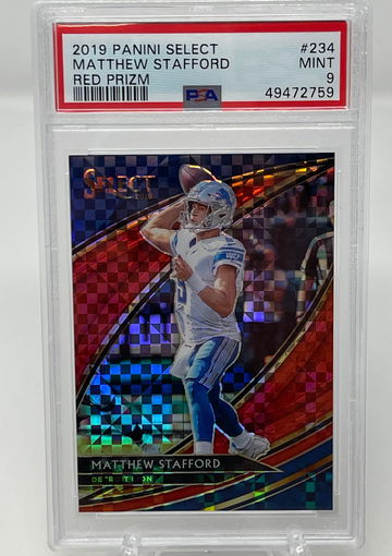 2019 Panini Select Matthew Stafford Red Prizm /49 PSA 9 MINT SP (Canada) 