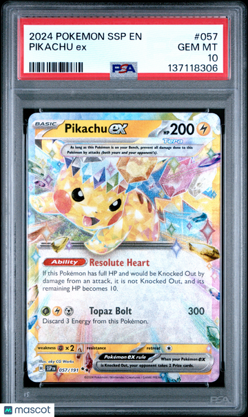 2024 Pokemon SSP EN-Surging Sparks Pikachu EX PSA 10 #057