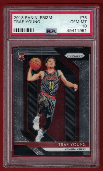 2018 PANINI PRIZM TRAE YOUNG ( HAWKS ) PSA 10 ROOKIE CARD RC #78!