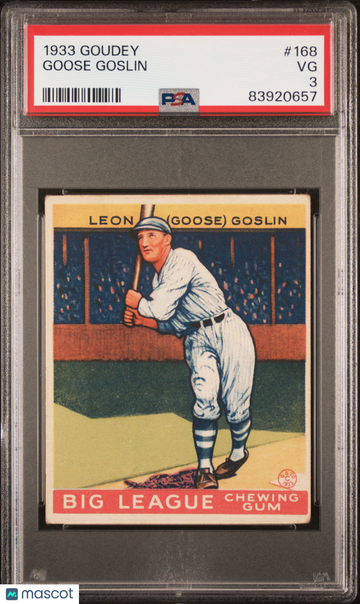 1933 Goudey #168 Goose Goslin Senators PSA 3
