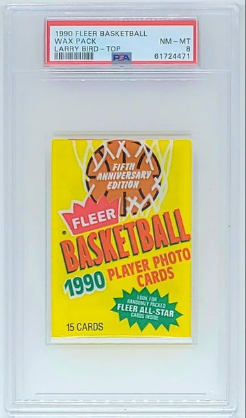 1990 FLEER BASKETBALL WAX PACK LARRY BIRD #8 TOP PSA 8 NM-MT RARE POP 7 NEW CASE