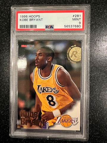 1996 NBA Hoops Kobe Bryant base rookie #281 PSA 9 Lakers