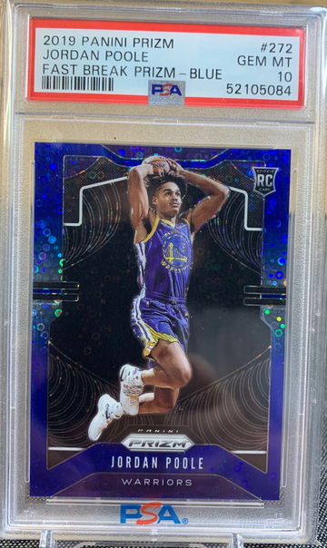 2019 Panini Prizm Jordan Poole Fast Break Blue Prizm #272 /175 PSA 10 