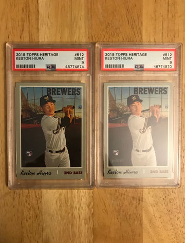 2019 Heritage Keston Hiura PSA 9 lot (x2)
