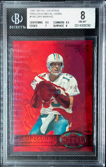 1997 Metal Universe #140 Dan Marino Precious Metal Gems PMG Red #/150 BGS 8 NM-MT