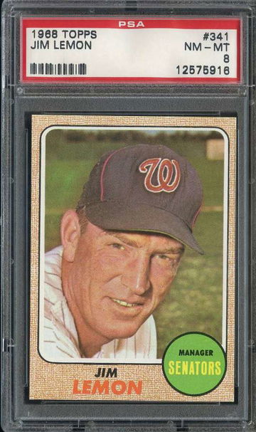 1968 TOPPS #341 JIM LEMON MG PSA 8