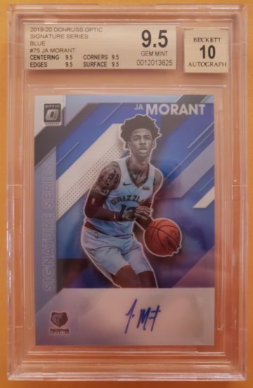 2019-20 Donruss Optic Signature Series Blue Ja Morant #14/25 TRUE GEM MINT BGS 9.5 10