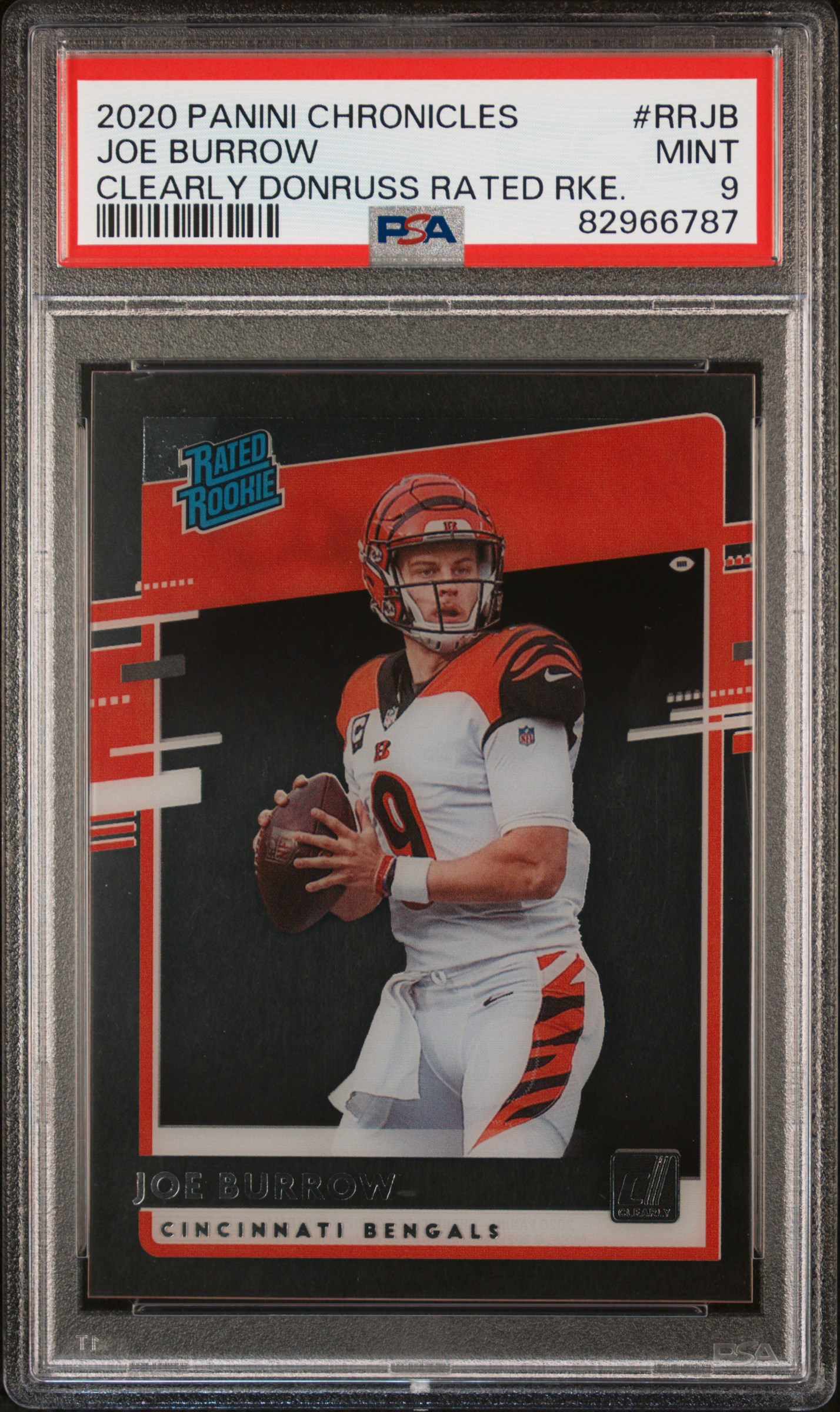 Joe Burrow 2020 Panini Chronicles Clearly Donruss Rated Rookie RC PSA9 MINT